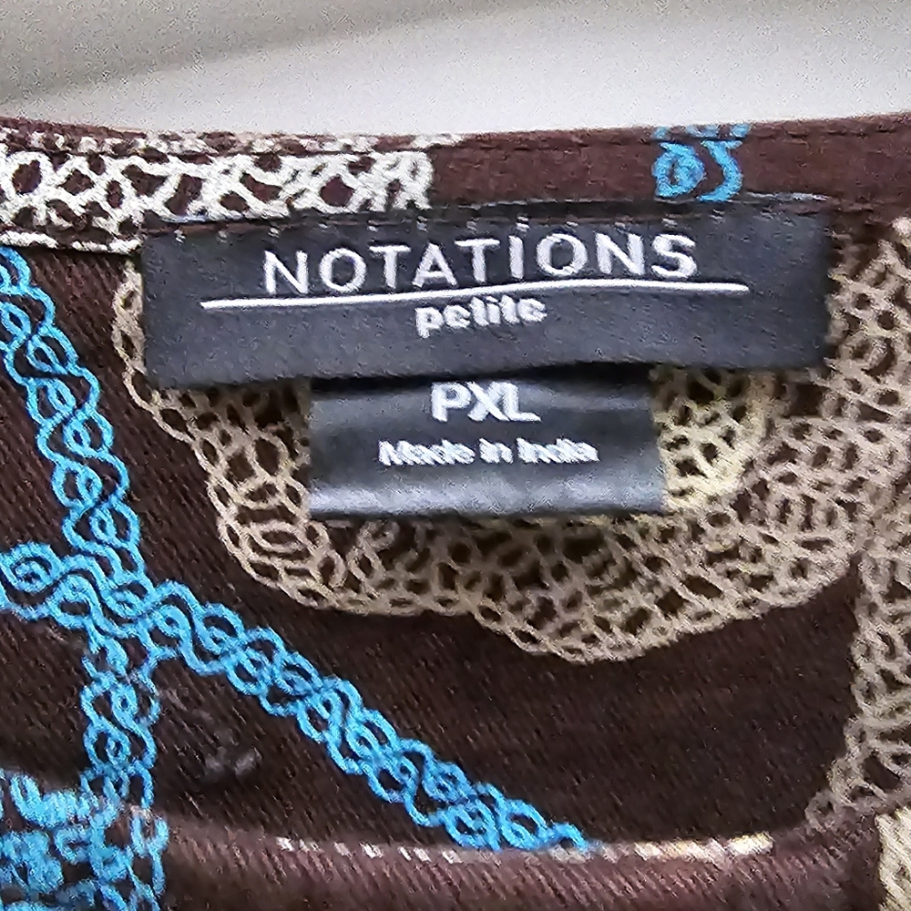 Notations Two Button Brown Jacket With Blue And C… - image 2